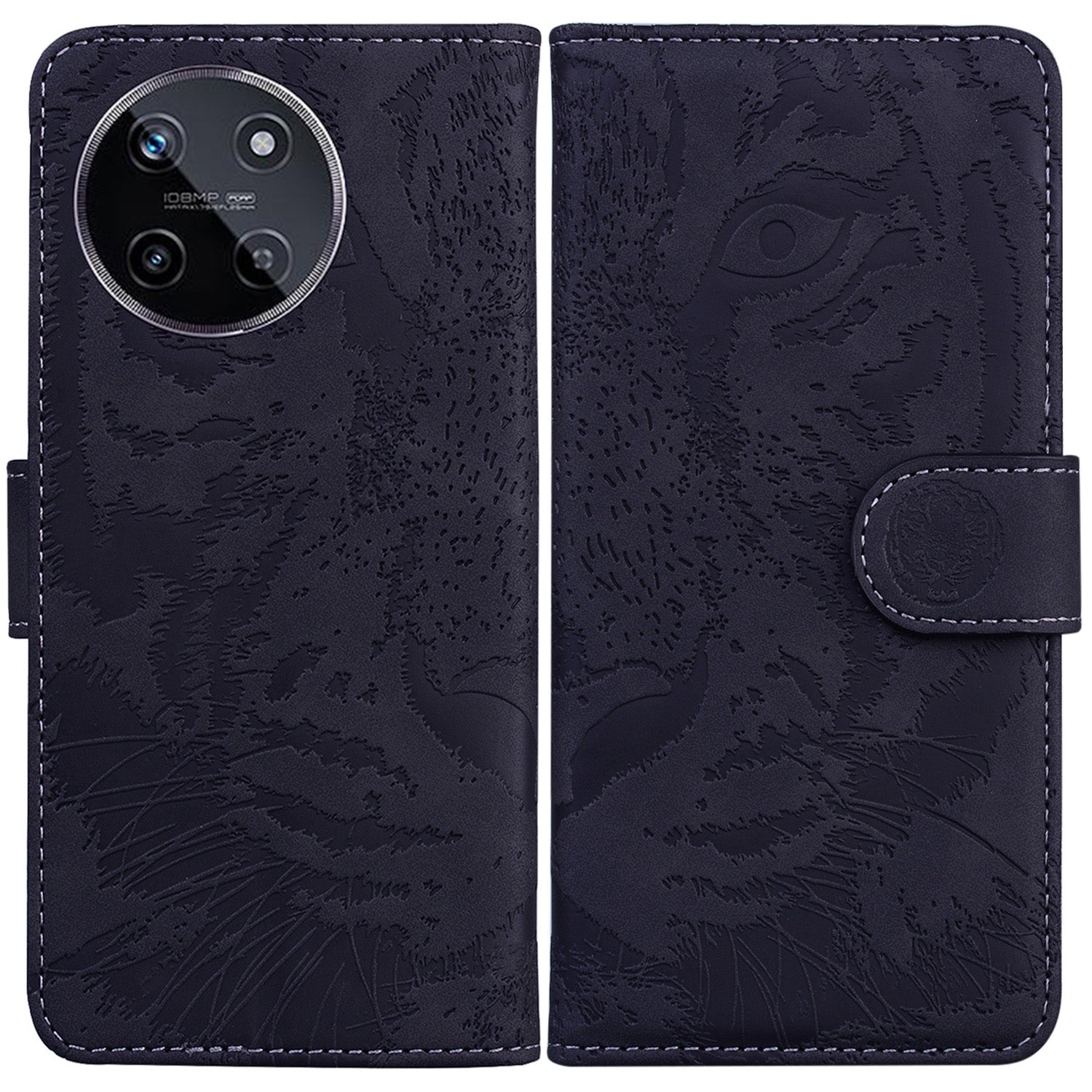 For Realme 11 4G (159.9x73.3x7.95mm) Leather Wallet Case Tiger Pattern Phone Cover - Black For Realme 11 4G (159.9x73.3x7.95mm) Leather Wallet Case Tiger Pattern Phone Cover - Black